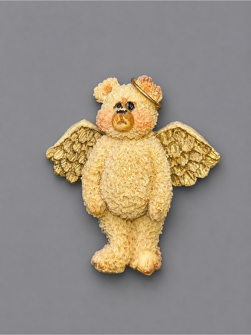 Vintage Boyds Bears Angel Teddy Bear Pin Brooch Gold Wings Halo Collectible